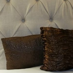 3 Piece Set Brown Sequinced Decorative Pillows